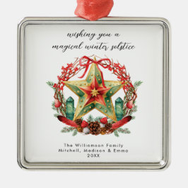 Winter zonnewende krans ster Kerstmis Yule Metalen Ornament