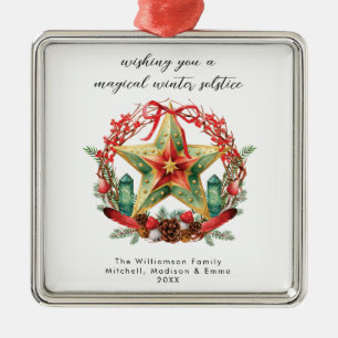 Winter zonnewende krans ster Kerstmis Yule Metalen Ornament