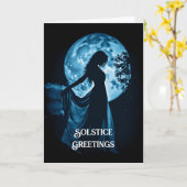 Winter Zonnewende Maan en Vrouw Zonnewende Nacht W Kaart (Gele Bloem)