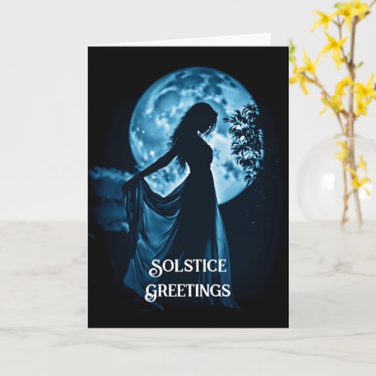 Winter Zonnewende Maan en Vrouw Zonnewende Nacht W Kaart (Gele Bloem)