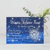 Winter zonnewende sneeuwvlokken op blauw kaart (Staand voorkant)