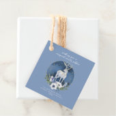 Winter zonnewende Vakantie Herten Blauw Wit Kerstm Bedankjes Labels (In situ)