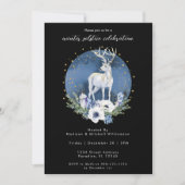 Winter zonnewende Vakantie Herten Blauw Wit Kerstm Kaart (Voorkant)