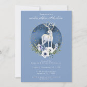 Winter zonnewende Vakantie Herten Blauw Wit Kerstm Kaart (Voorkant)