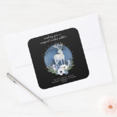 Winter zonnewende Vakantie Herten Blauw Wit Kerstm Vierkante Sticker (Envelop)