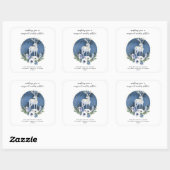 Winter zonnewende Vakantie Herten Blauw Wit Kerstm Vierkante Sticker (Vel)