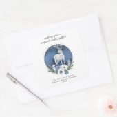 Winter zonnewende Vakantie Herten Blauw Wit Kerstm Vierkante Sticker (Envelop)