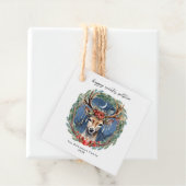 Winter zonnewende vakantie herten krans Yule Kerst Bedankjes Labels (In situ)