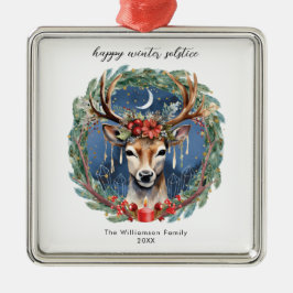 Winter zonnewende vakantie herten krans Yule Kerst Metalen Ornament