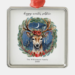 Winter zonnewende vakantie herten krans Yule Kerst Metalen Ornament