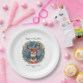 Winter zonnewende vakantie herten krans Yule Kerst Papieren Bordje (Feest)