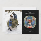 Winter zonnewende Vakantie Herten Yule Kerstmis Fo Feestdagenkaart (Voorkant)