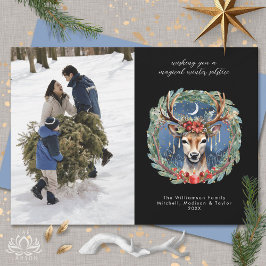 Winter zonnewende Vakantie Herten Yule Kerstmis Fo Feestdagenkaart