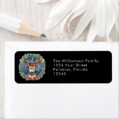 Winter zonnewende vakantie krans herten yule kerst etiket (Insitu)