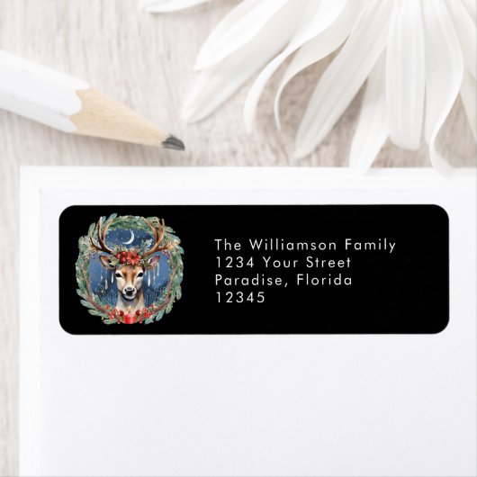 Winter zonnewende vakantie krans herten yule kerst etiket (Insitu)