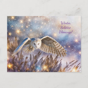 Winter Zonnewende Yule Magische Uil Betoverd Feestdagenkaart