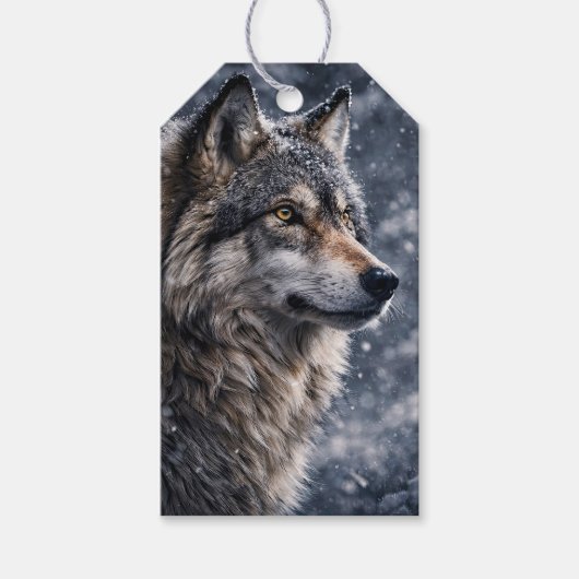 Winter Zonnewende Yule Mooie Wolf Cadeaulabel (Voorkant)