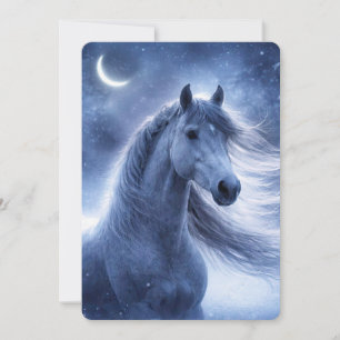 Winter Zonnewende Yule Paard Nacht Halve Maan Notitiekaartje