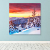 Winter Zonsondergang Bergen Scène Canvas Art (Insitu (Houten vloer))