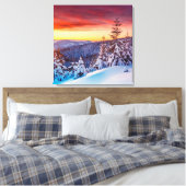 Winter Zonsondergang Bergen Scène Canvas Art (Insitu (Slaapkamer))