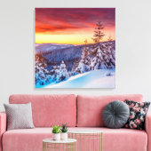 Winter Zonsondergang Bergen Scène Canvas Art Afdruk (Insitu (Woonkamer))