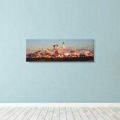 Winter zonsondergang bij Nubble Light Canvas Afdruk (Insitu (Houten vloer))