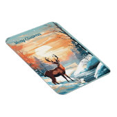 Winter zonsondergang hertenkaart magneet (Rechterzijde)