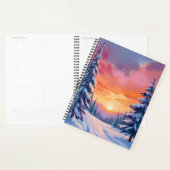 Winter Zonsondergang Sneeuw | Pastel Waterverfschi Planner (Display)