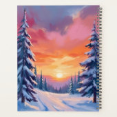 Winter Zonsondergang Sneeuw | Pastel Waterverfschi Planner (Achterkant)