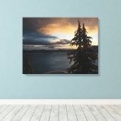 Winter Zonsopgang bij Crater Lake Canvas Afdruk (Insitu (Houten vloer))