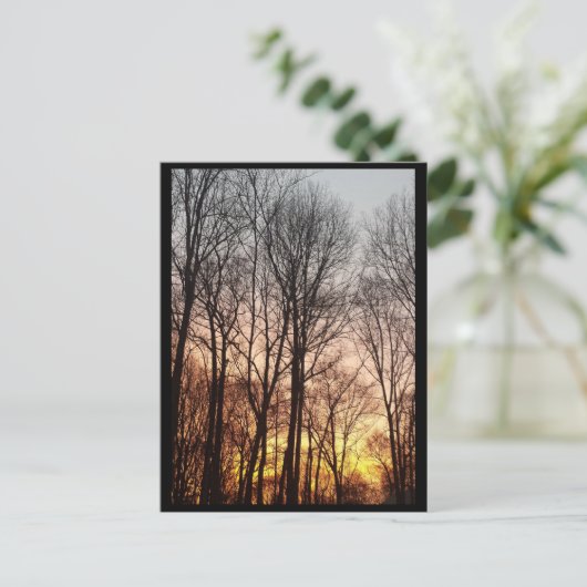 Winter zonsopgang-kerstochtend feestdagenkaart (Staand voorkant)