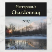 Winter Zonsopgang Vijver Witte Wijn Label Wijn Etiket (Enkel label)