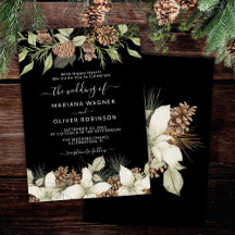Winter Zwart en Wit Elegant Script Bruiloft