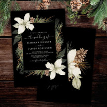 Winter Zwart en Wit Elegant Script Bruiloft