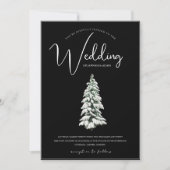 Winter Zwart en Wit Sneeuwig Pine Tree Bruiloft Kaart (Voorkant)