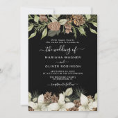 Winter Zwart-wit Elegant Script Bruiloft Kaart (Voorkant)