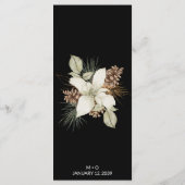 Winter Zwart-wit Elegant Script Bruiloft Menu (Achterkant)