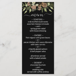 Winter Zwart-wit Elegant Script Bruiloft Menu