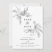 Winter Zwart-wit Save The Date Wedding Kaart (Voorkant)