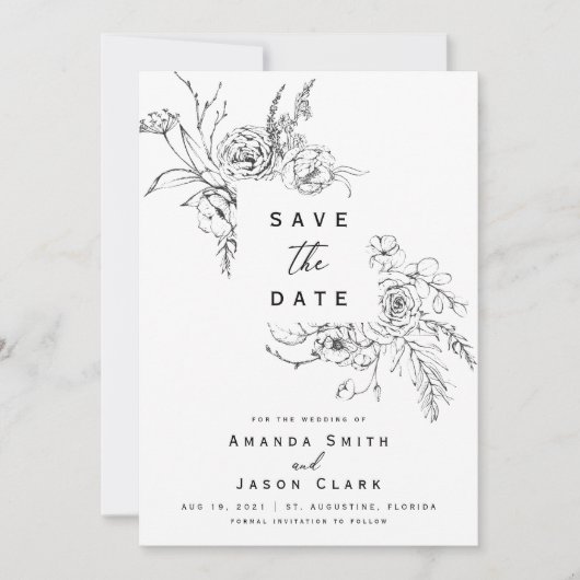 Winter Zwart-wit Save The Date Wedding Kaart (Voorkant)