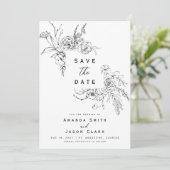 Winter Zwart-wit Save The Date Wedding Kaart (Staand voorkant)