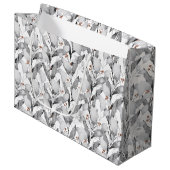 Winter Zwart-wit Waterverf Botanisch Groot Cadeauzakje (Voorkant Gekanteld)