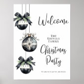 Winter Zwart Witte Kerstfeest Welkom Bord Poster (Voorkant)