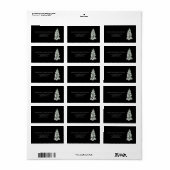 Winter Zwarte Besneeuwde Kerstboom Bruiloft Etiket (Full Sheet)