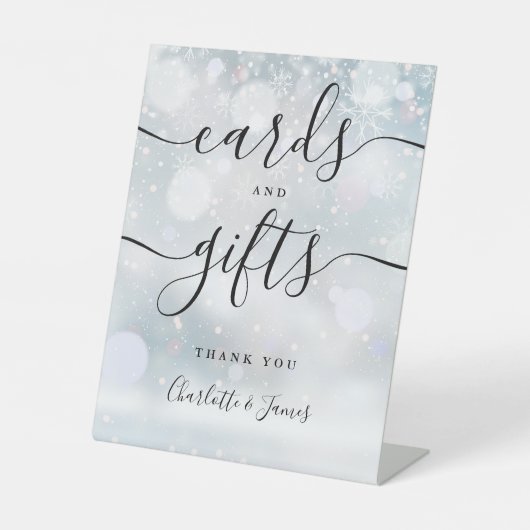 Winter Zwarte Handtekening Script Kaarten En Cadea Reclamebord Met Voetstuk (Voorkant)