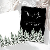 Winter Zwarte Sneeuw Kerstbomen bruiloft Bedankkaart