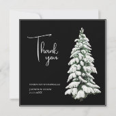 Winter Zwarte Sneeuw Kerstboom bruiloft Bedankkaart (Voorkant)