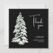 Winter Zwarte Sneeuw Kerstboom bruiloft Bedankkaart (Voorkant)