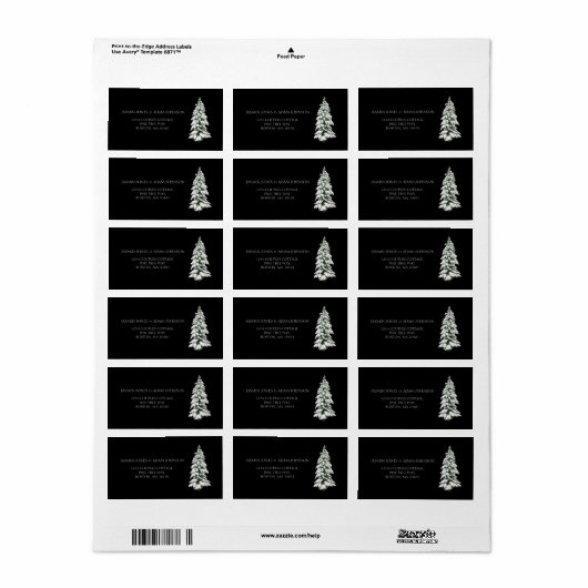 Winter Zwarte Sneeuw Kerstboom bruiloft Etiket (Full Sheet)