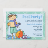 Winter Zwembad Party Brunette Haar Jongen Binnen Z Kaart (Voorkant)
